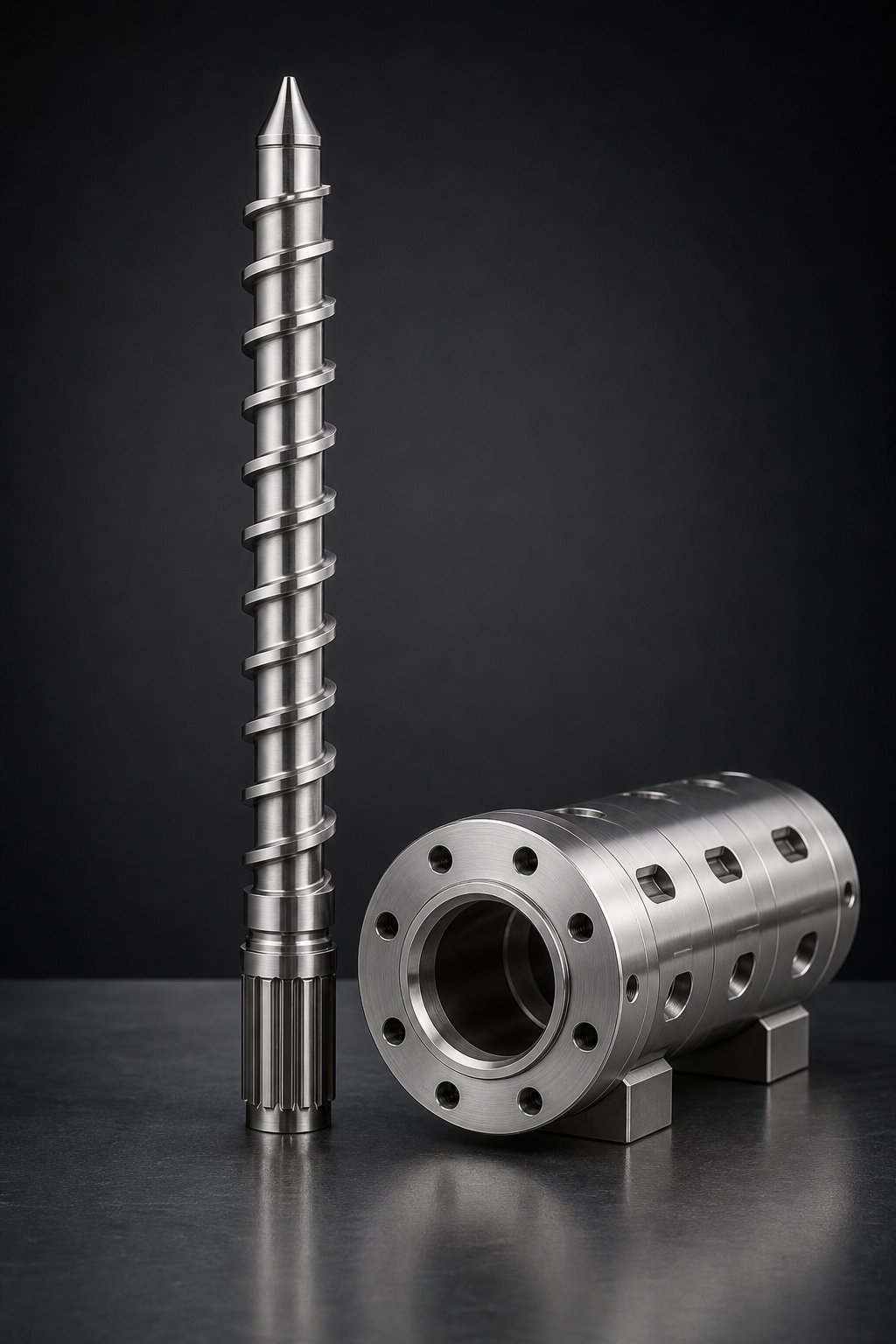 precision engineered screw and barrel components %E2%80%94 quality manufacturing ensures stable plasticating performance across thousands of cycles