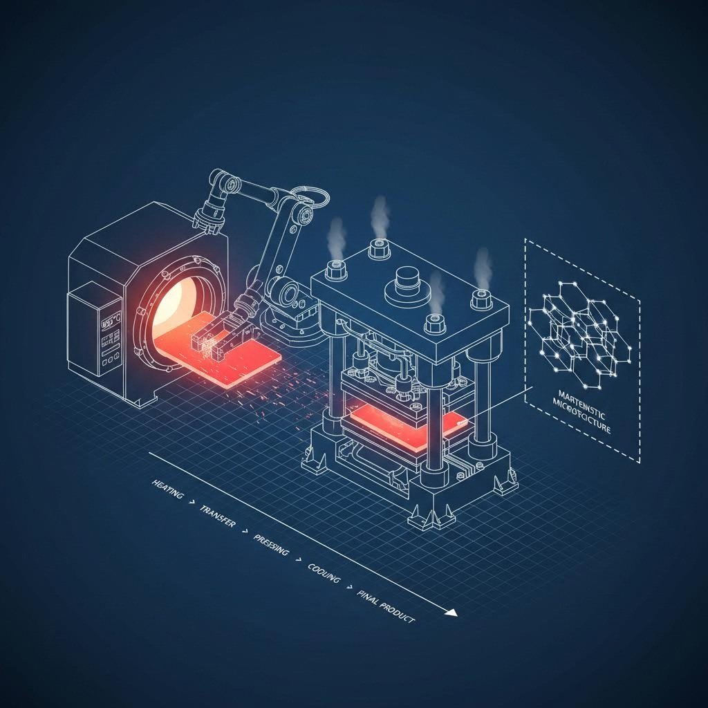 The press hardening process flow for boron steel