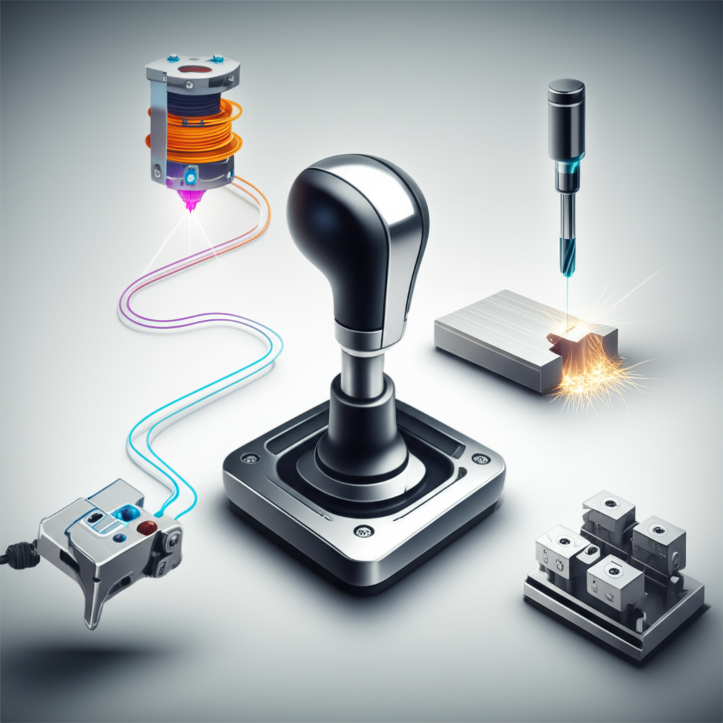 infographic showing various rapid prototyping technologies for automotive parts