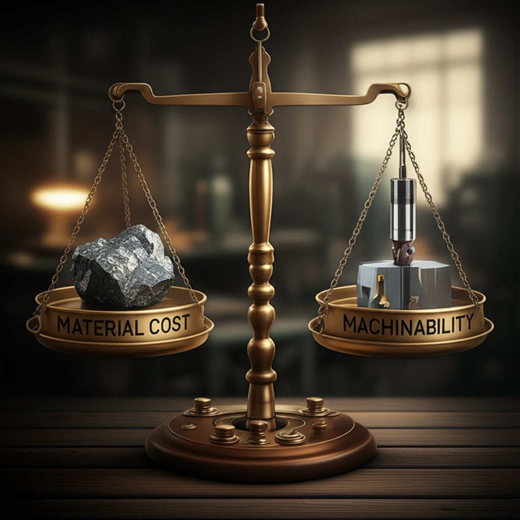 abstract representation of balancing material cost and machinability for cnc projects
