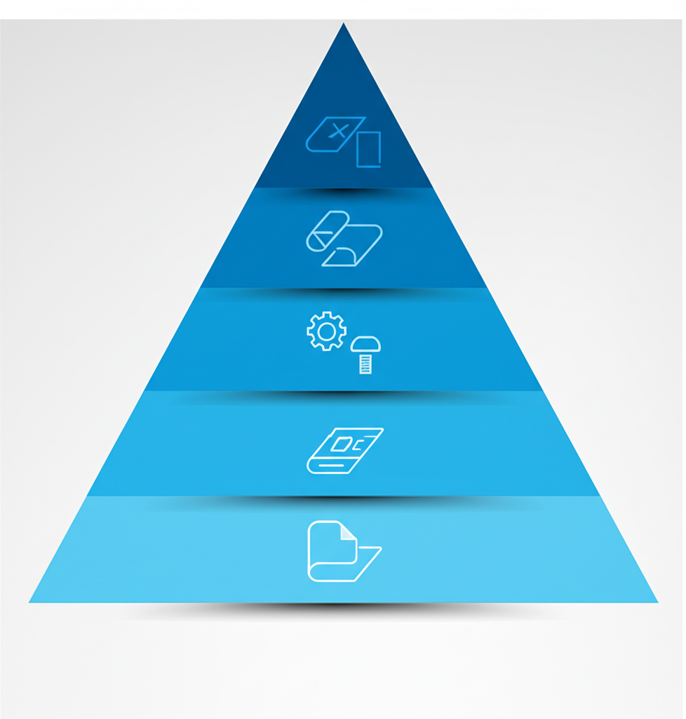 a diagram representing the five distinct submission levels of the ppap framework
