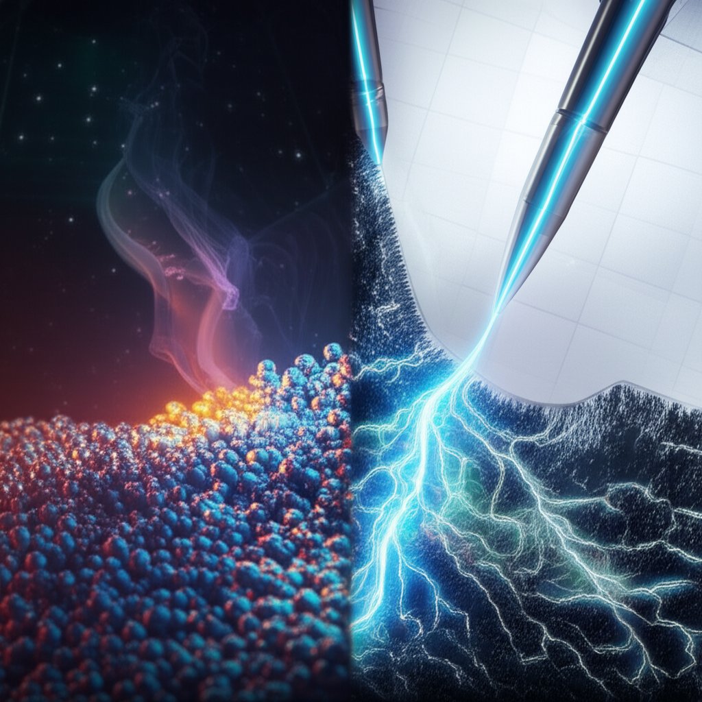 abstract visualization of thermal and electrochemical deburring at a microscopic level