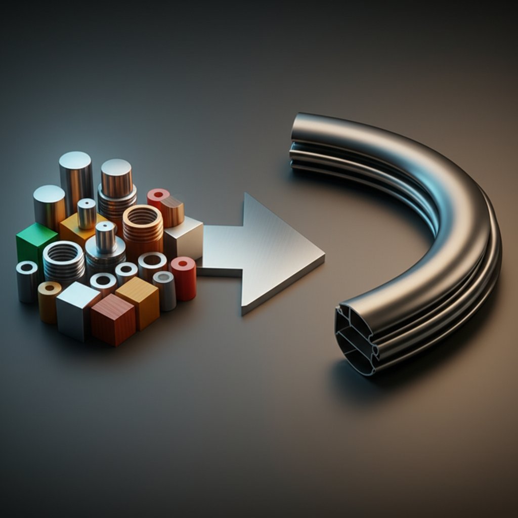 visual metaphor for part consolidation through near net shape extrusion