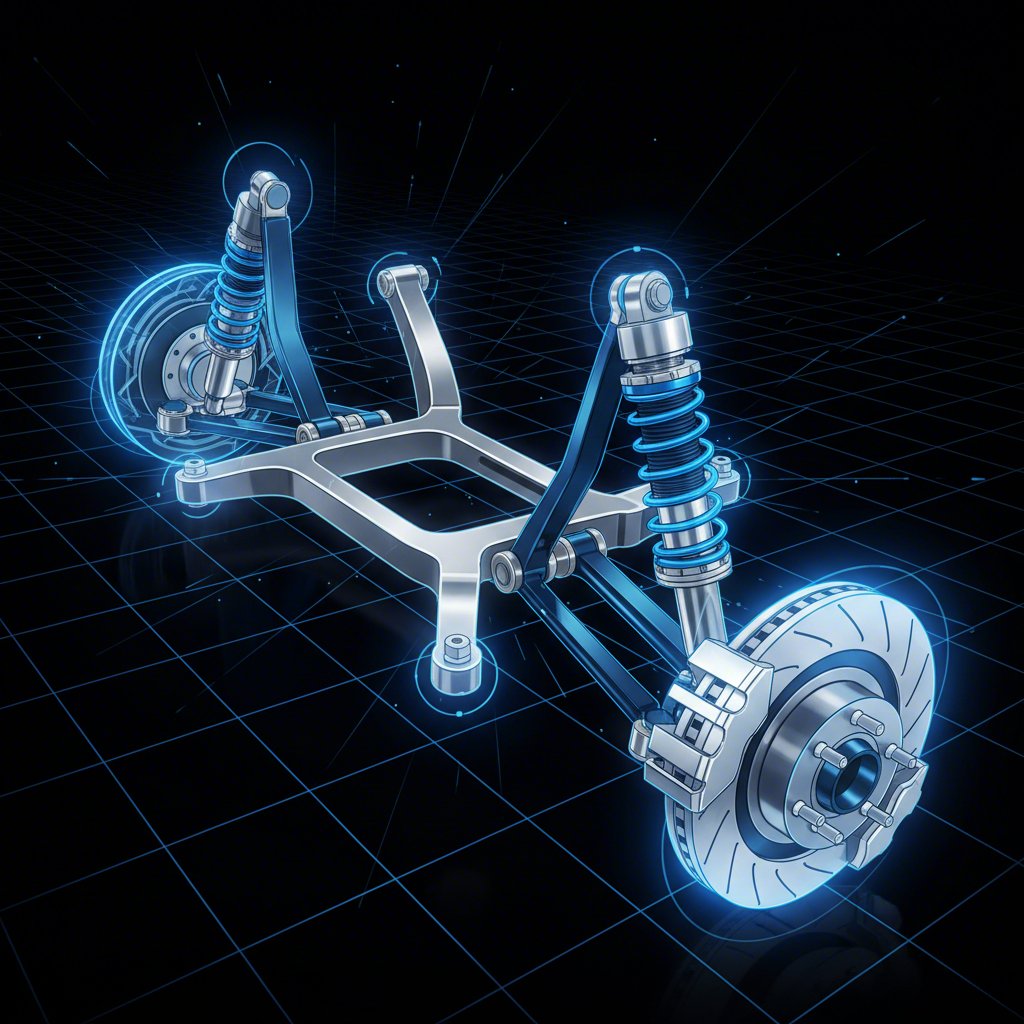 conceptual diagram of an automotive suspension system showing the role of a metal control arm