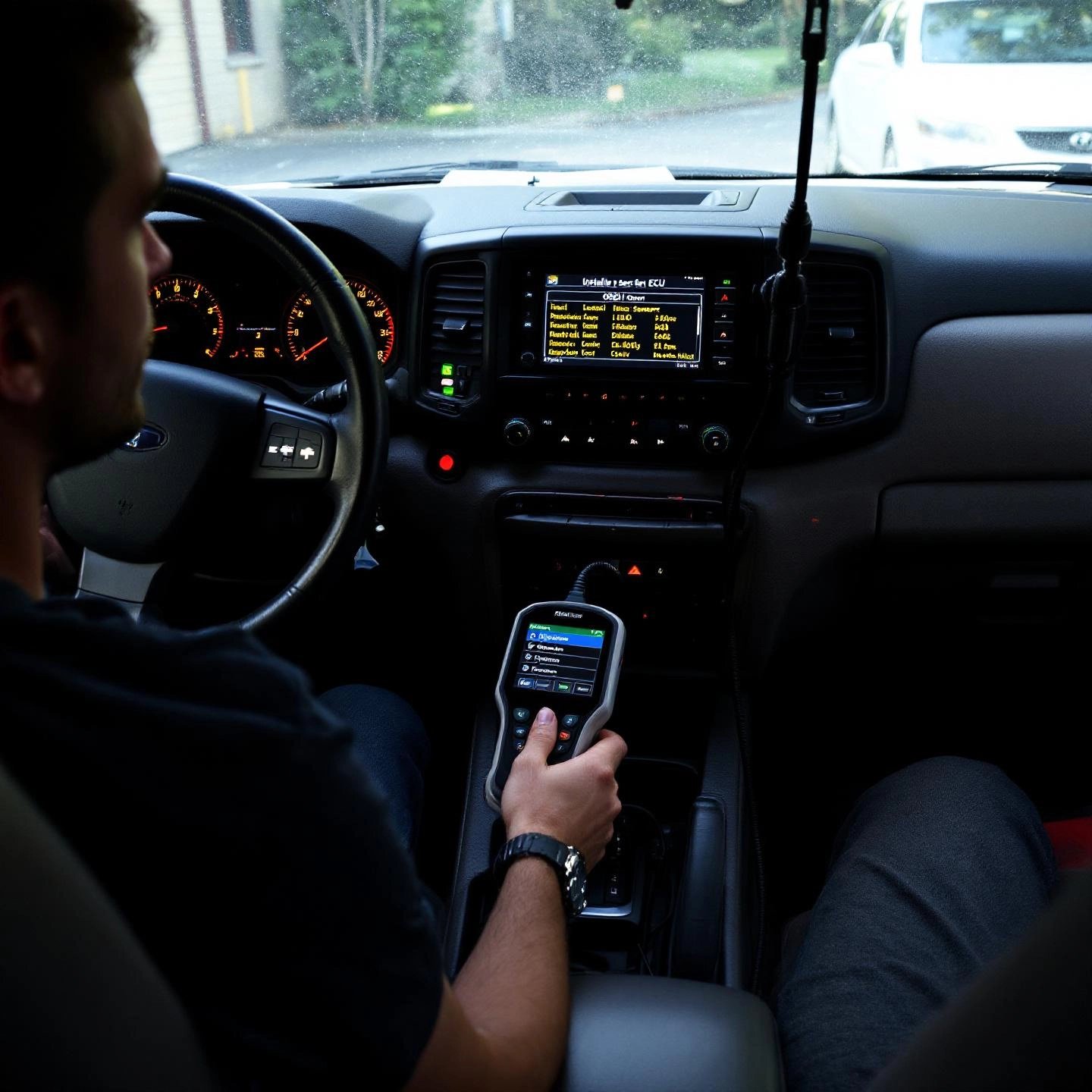 driver resetting ecu with an obd ii scanner after sensor replacement