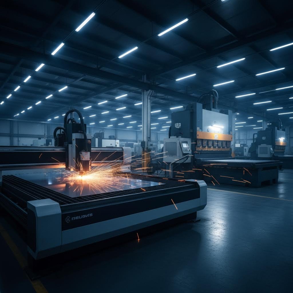 modern sheet metal fabrication facility with cnc laser cutting and forming equipment