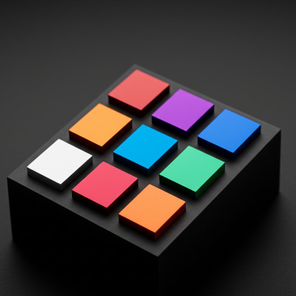 colored anodized aluminum samples highlighting finish and color options
