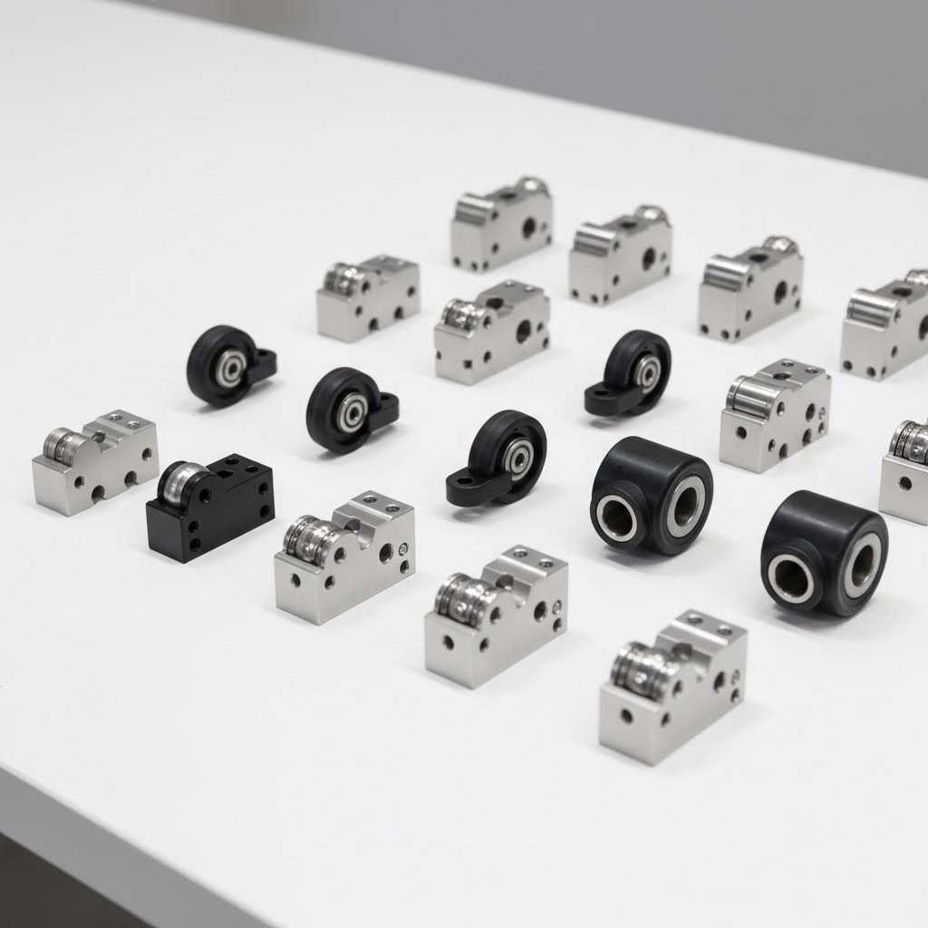 linear motion components including ball bearings v wheels and roller assemblies for extrusion systems