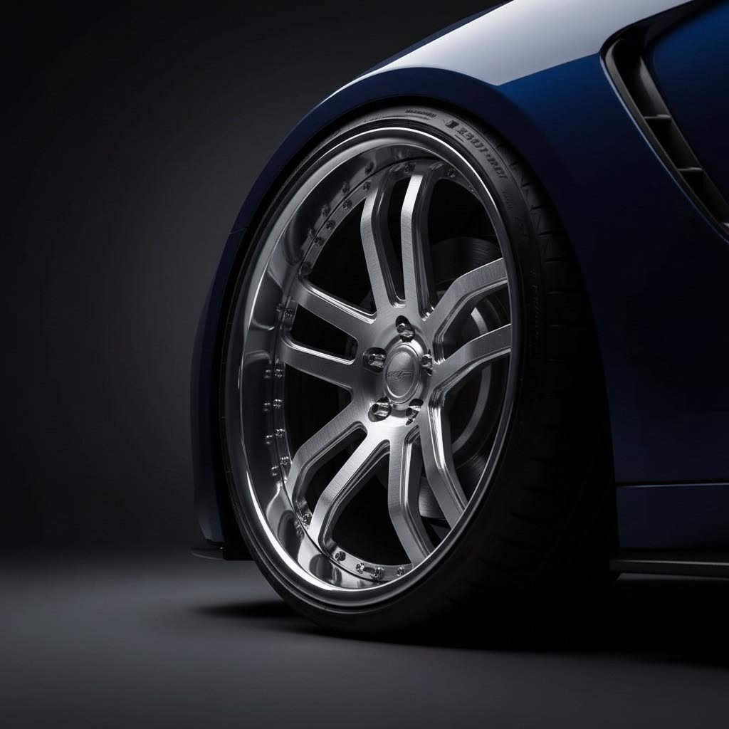 custom forged wheel featuring deep concave profile with dramatic spoke angles