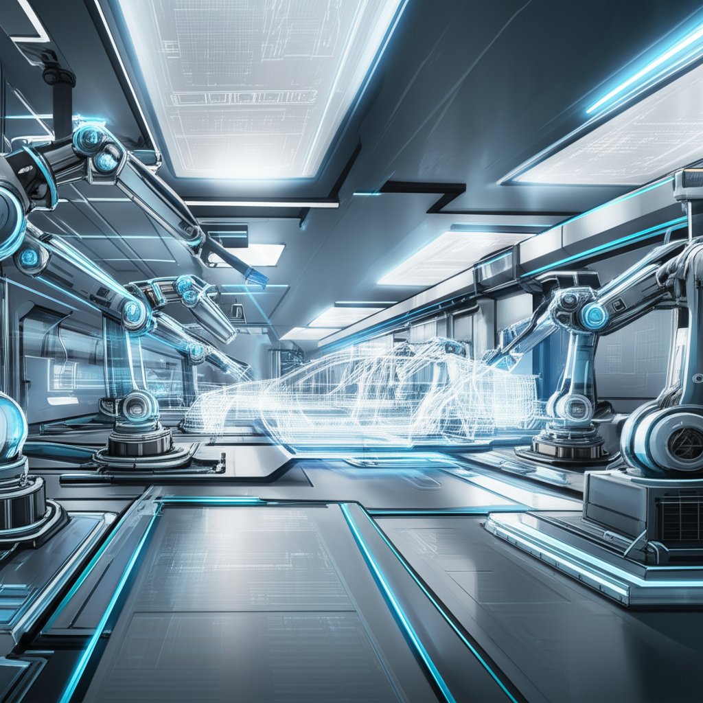 conceptual art of an integrated automotive fabrication process