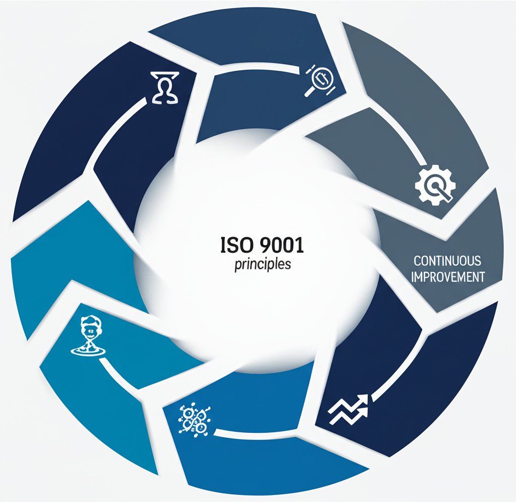diagram of the core principles of an iso 9001 quality management system