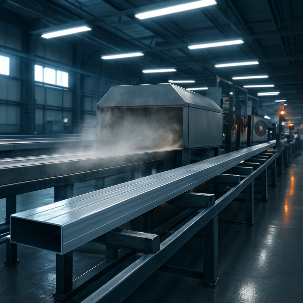 post extrusion cooling and straightening of aluminum profiles