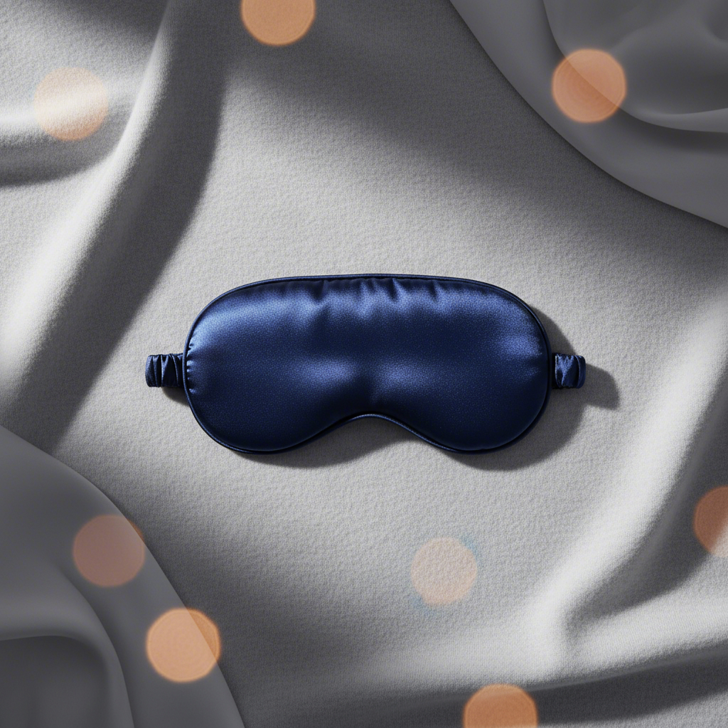 a conceptual image showing the smooth glossy texture of a satin sleep mask
