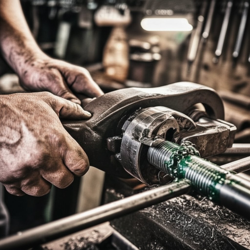 cutting threads on a rod with a die stock tool
