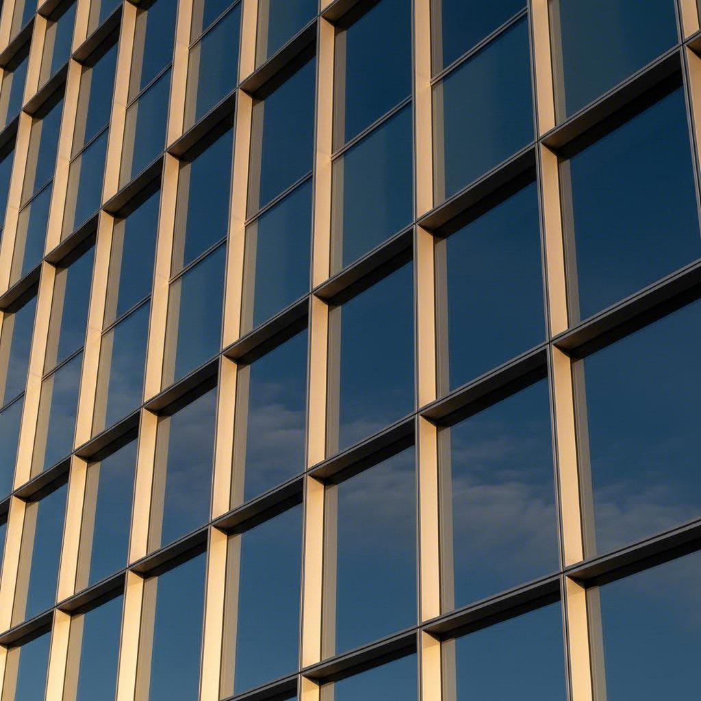 modern curtain wall system featuring 6063 aluminum extrusion frames and mullions