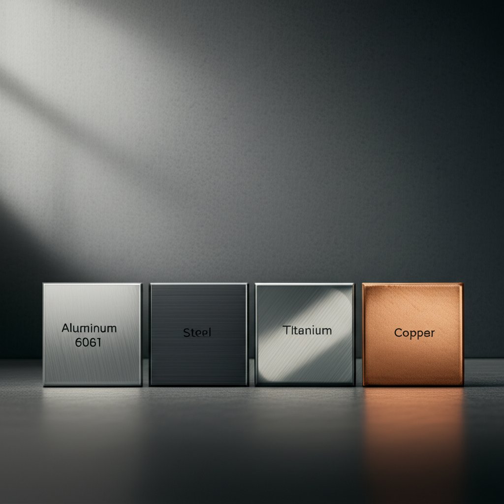 material samples of aluminum 6061 steel titanium and copper for density comparison