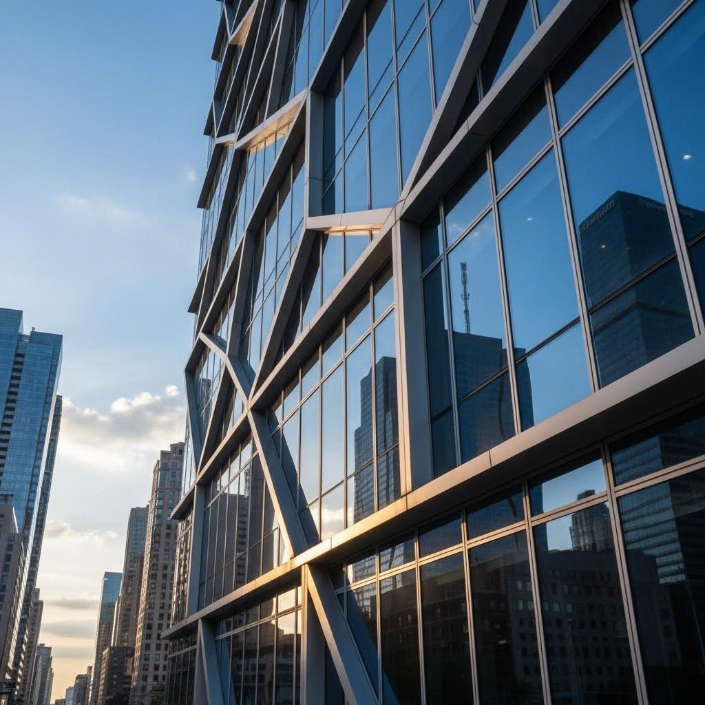 architectural curtain wall system utilizing 6063 aluminum extrusion profiles