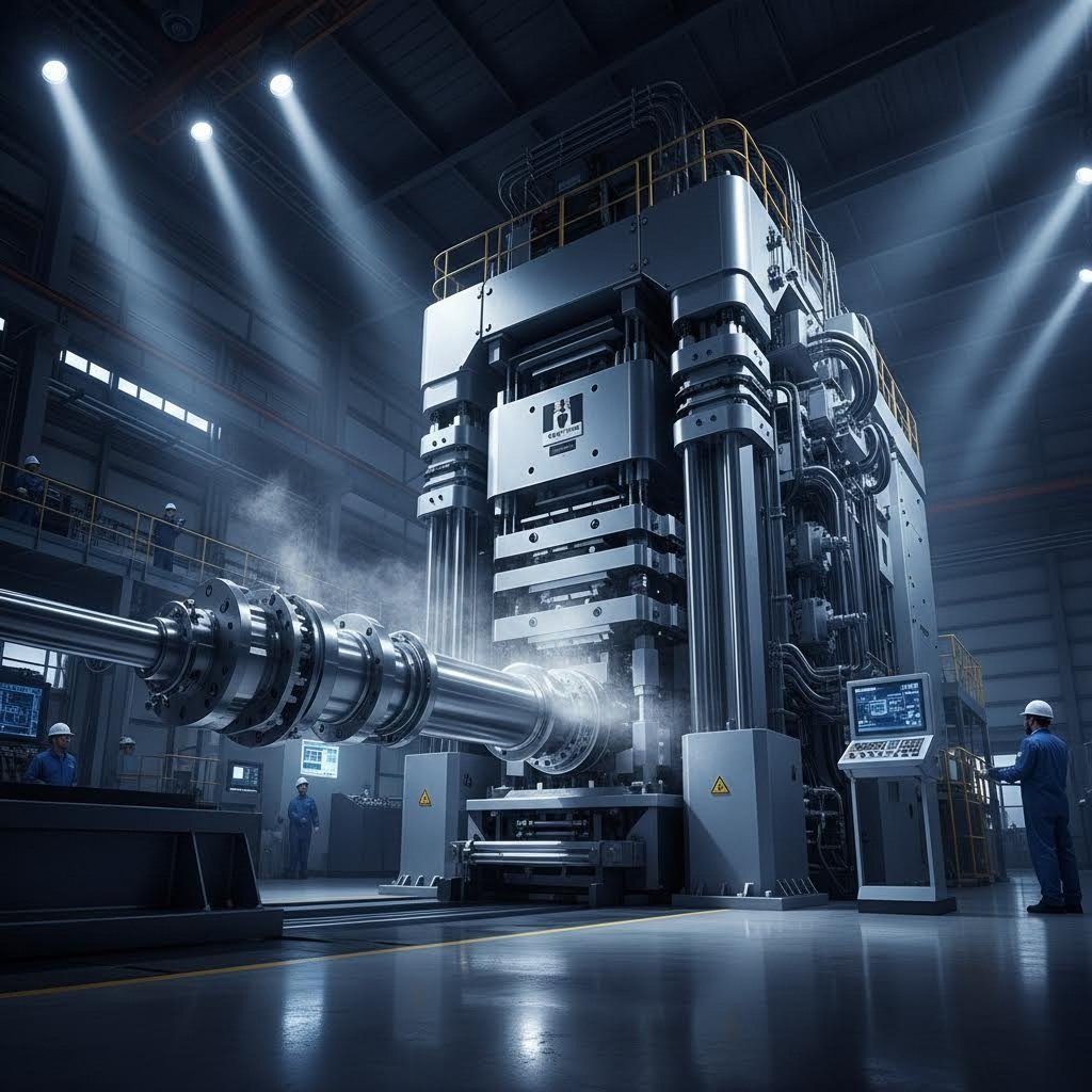 industrial aluminum extrusion press producing custom profiles through precision die