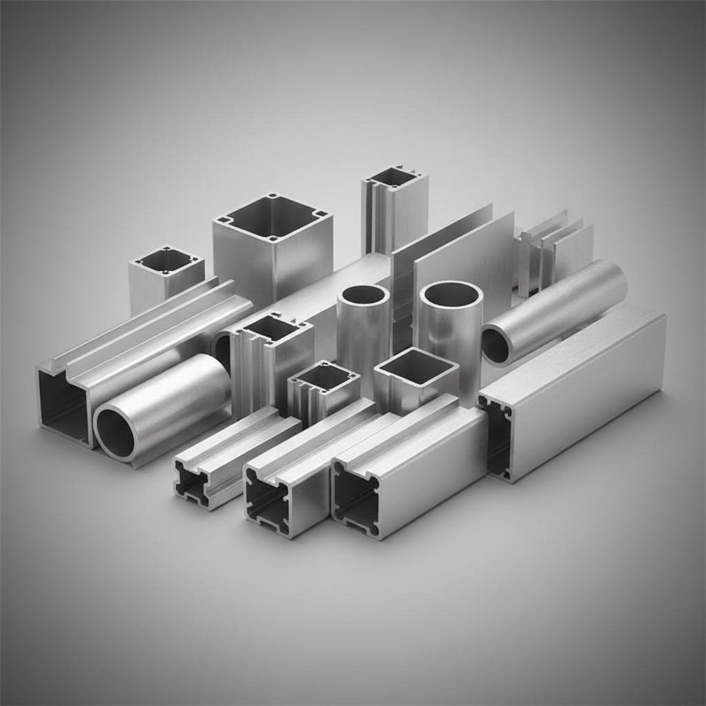 various 6000 series aluminum extrusion profiles showcasing diverse cross sectional designs for industrial applications