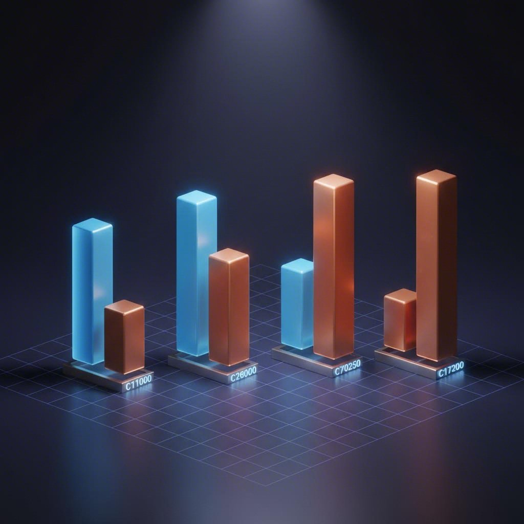 Comparison of conductivity versus strength for key automotive copper alloys