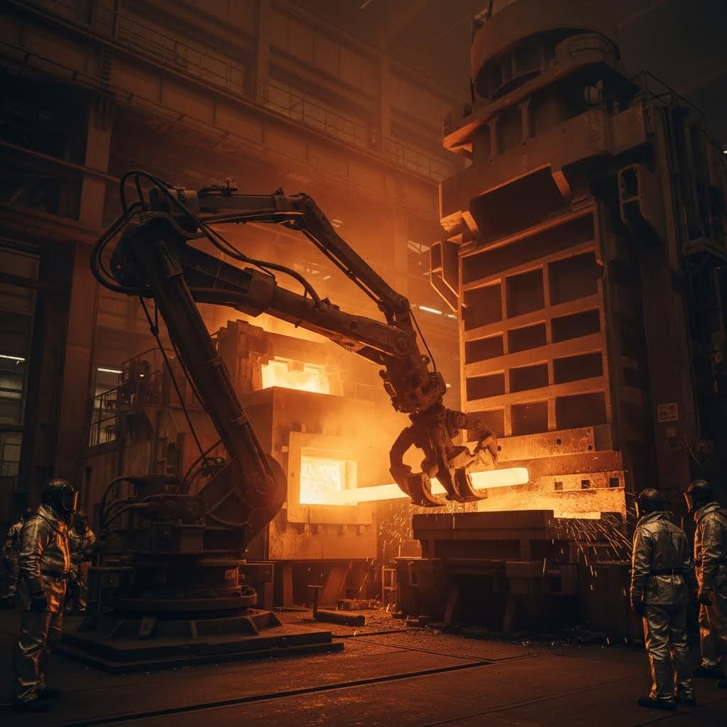 heated metal billet prepared for hot forging at elevated temperatures