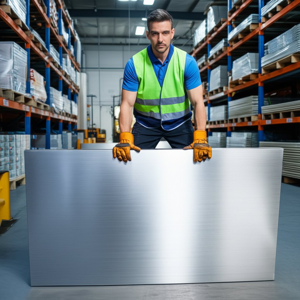 safe handling practices for large 4 x 8 aluminium sheets in an industrial environment