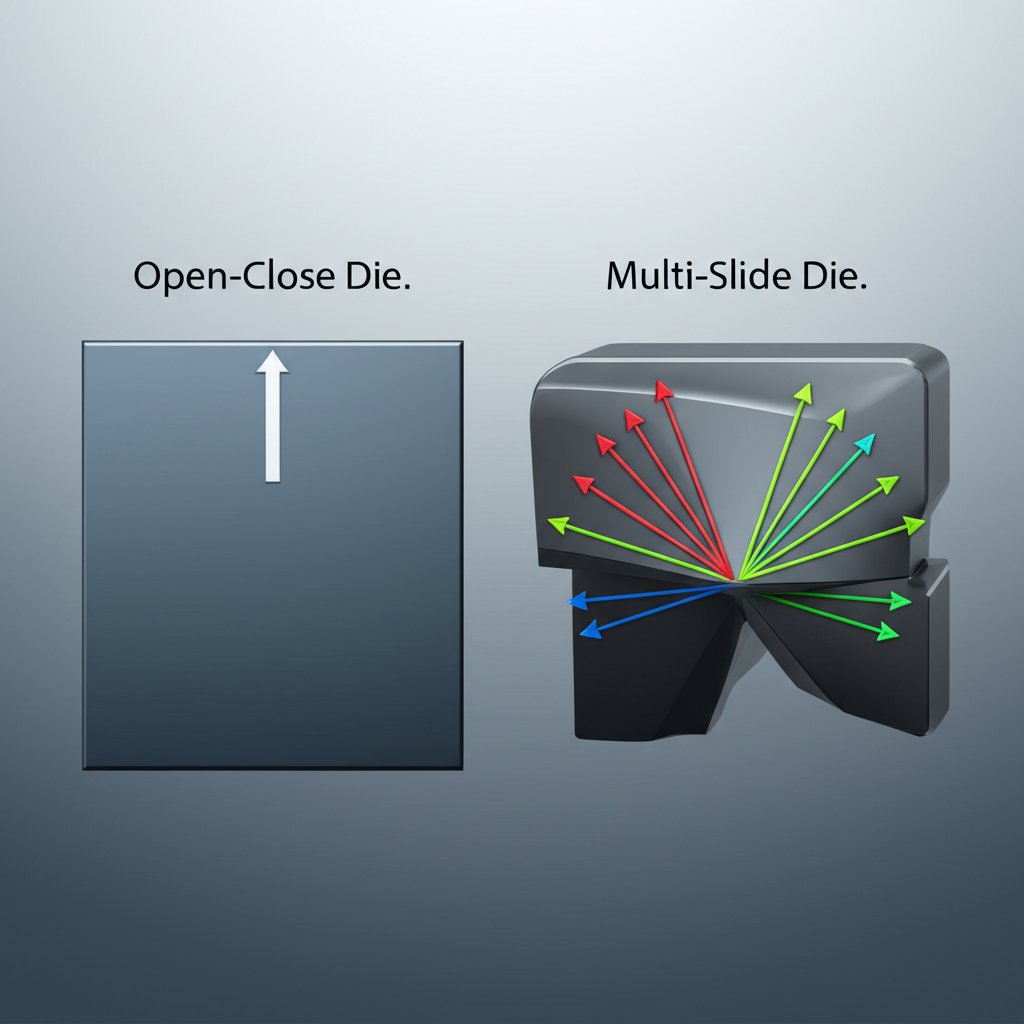 diagram illustrating the difference between a simple and a complex trim die design
