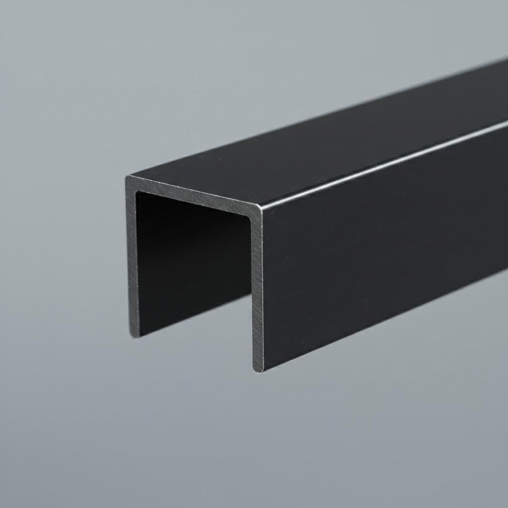 black aluminum angle extrusion featuring precision l shaped profile with professional anodized finish