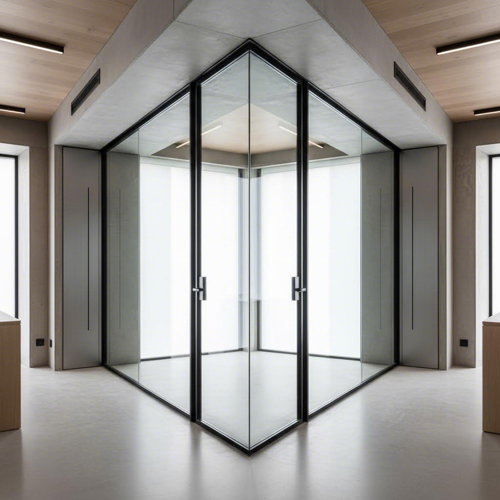 black aluminum angle trim enhancing modern architectural window and facade design