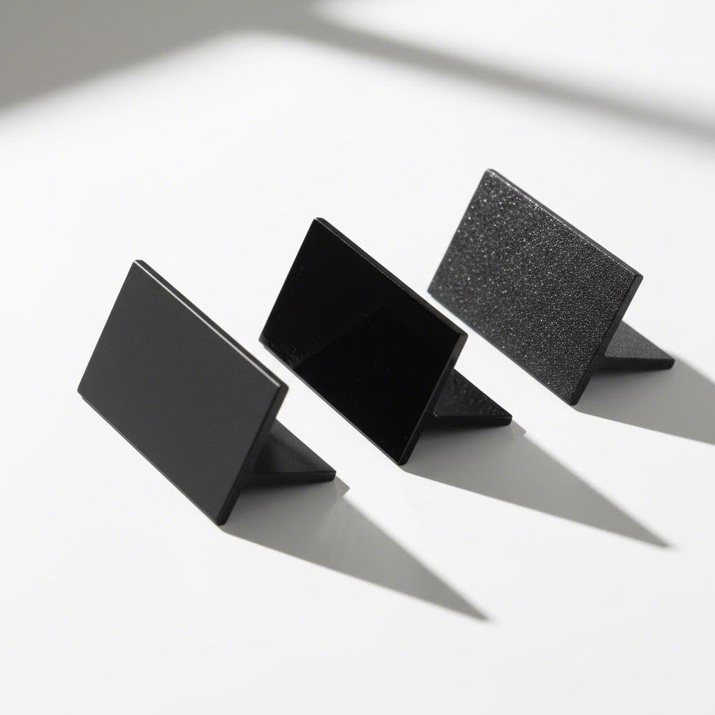 comparison of black anodized powder coated and electrostatic paint finishes on aluminum angles