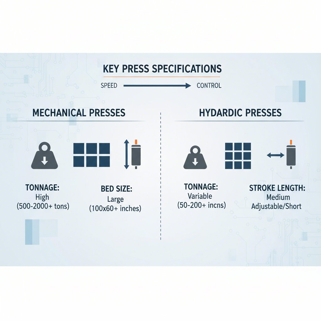 infographic comparing critical press machine specifications