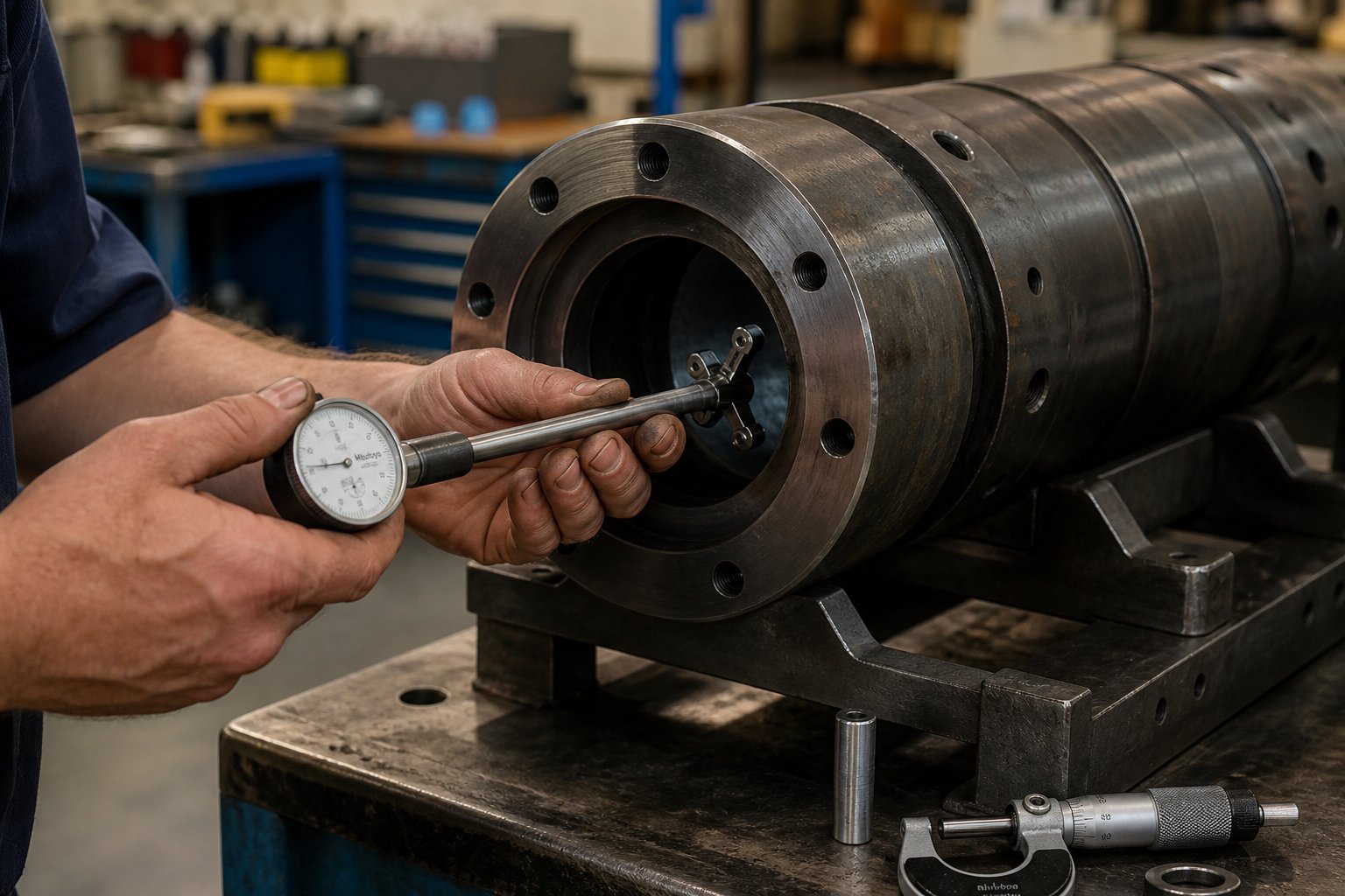 bore gauging an injection molding barrel %E2%80%94 precise measurement of internal diameter reveals wear progression and guides replacement timing