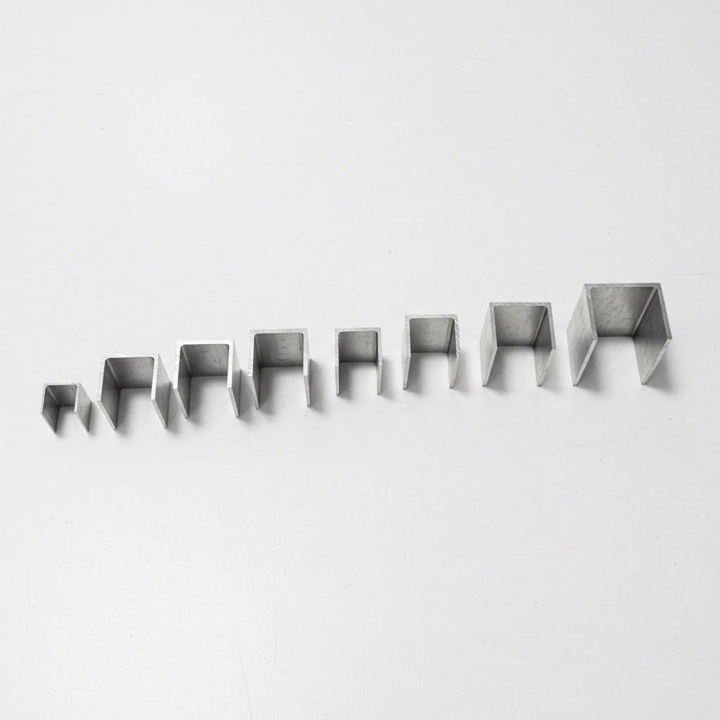 various aluminum angle sizes showing different leg dimensions and wall thicknesses