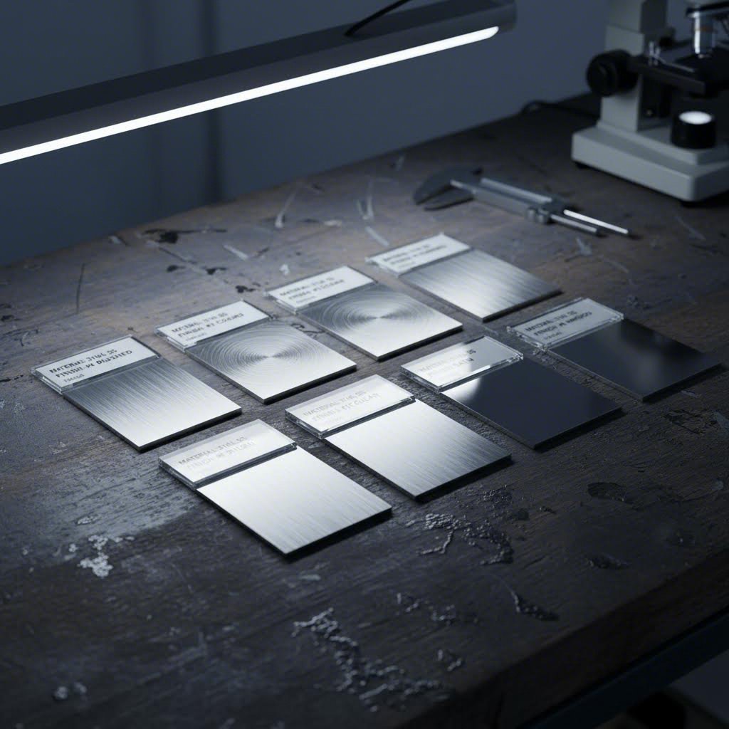 different stainless steel grades showing varied surface finishes and properties
