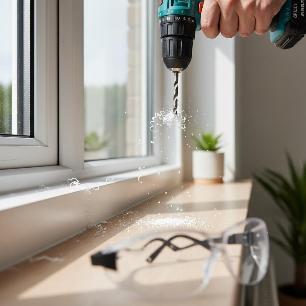 drilling installation holes for trickle vent fitting on upvc window