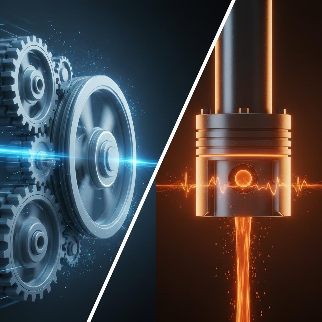 Mechanical flywheel energy versus hydraulic fluid pressure concepts