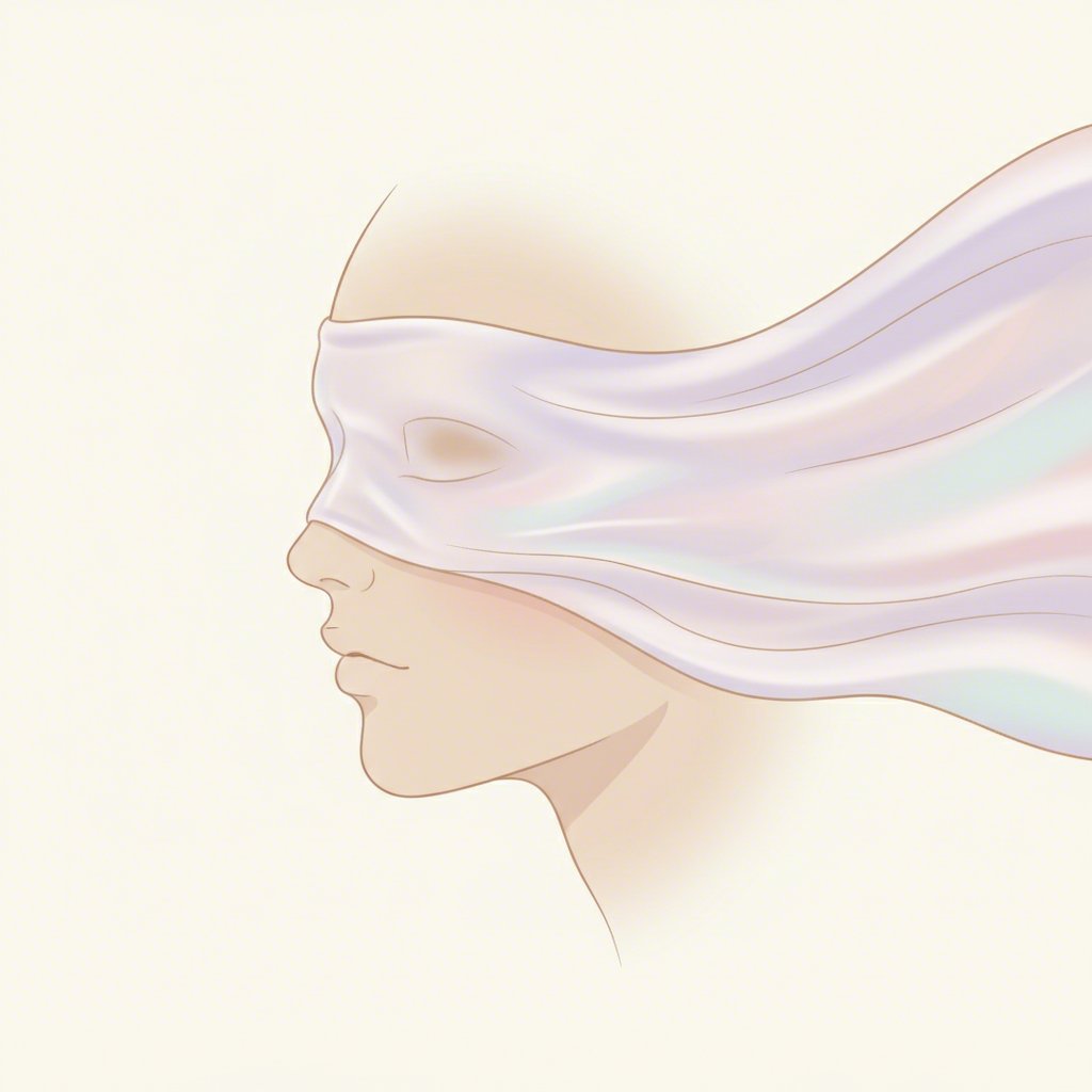 a conceptual illustration of a silk sleep mask providing gentle protection to the eye area