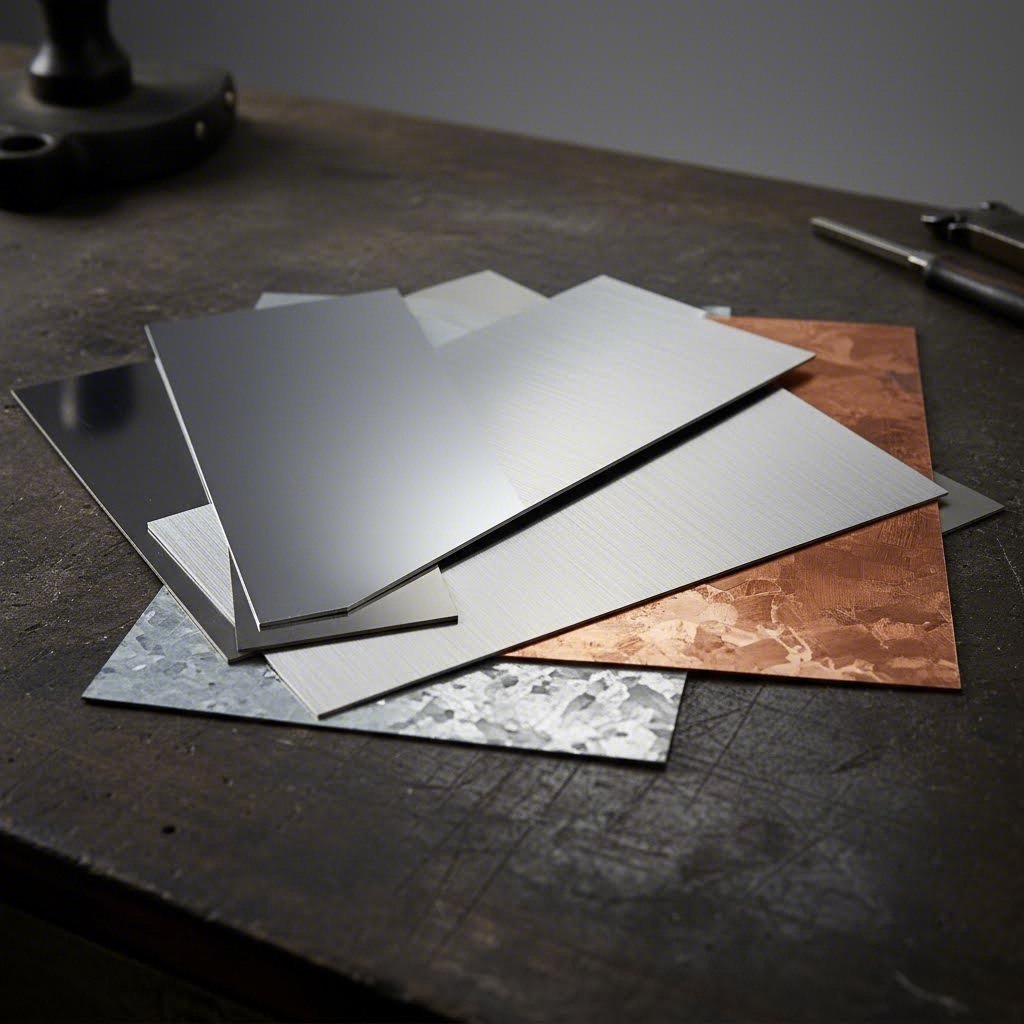 common sheet metal materials including aluminum steel stainless steel and copper