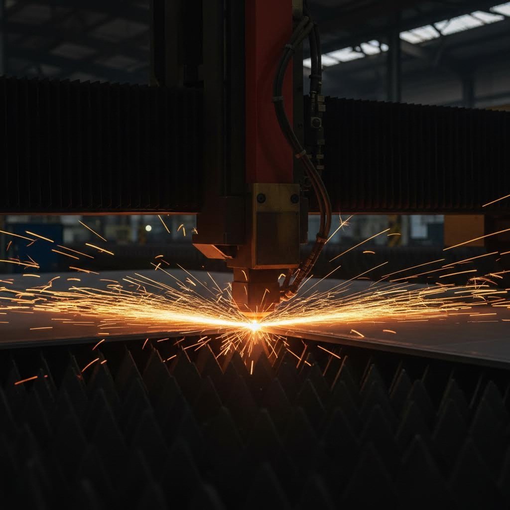 precision laser cutting operation producing intricate sheet metal components