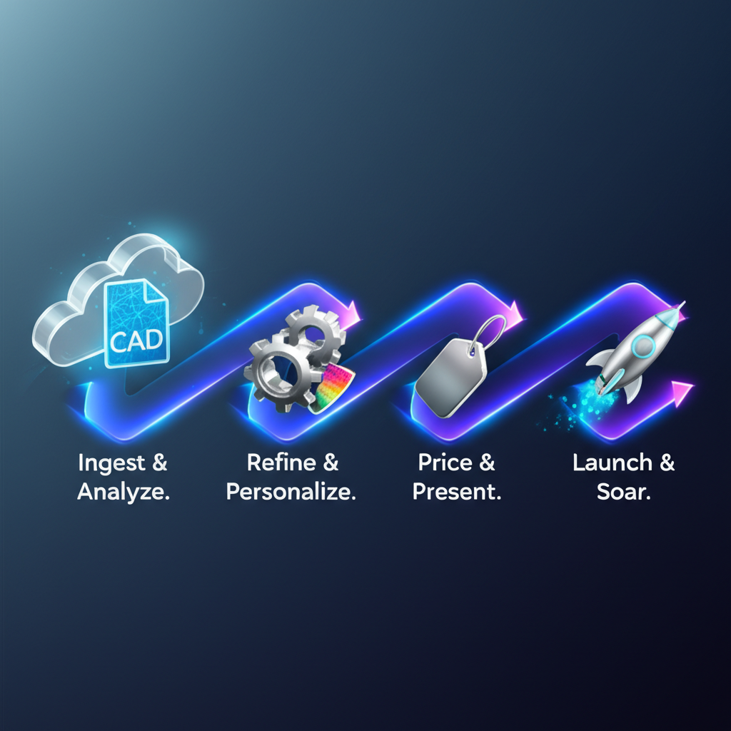 a visual guide to the simple four step process for ordering custom cnc parts online
