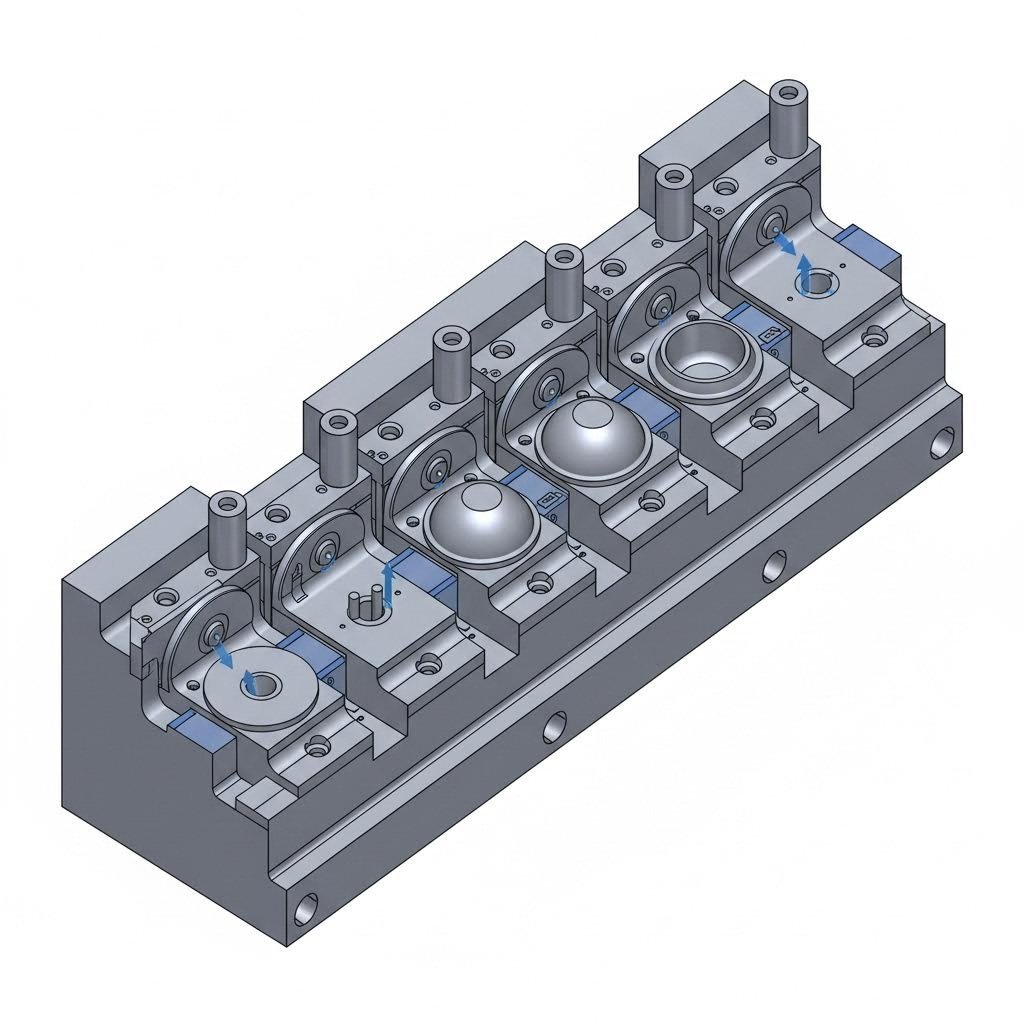 progressive dies feature multiple stations performing sequential operations for efficient high volume production
