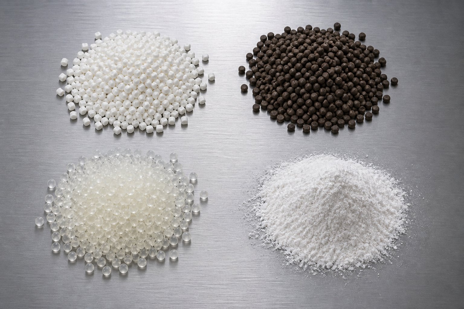common materials suited for non intermeshing processing including pvc granules rubber compounds and mineral fillers