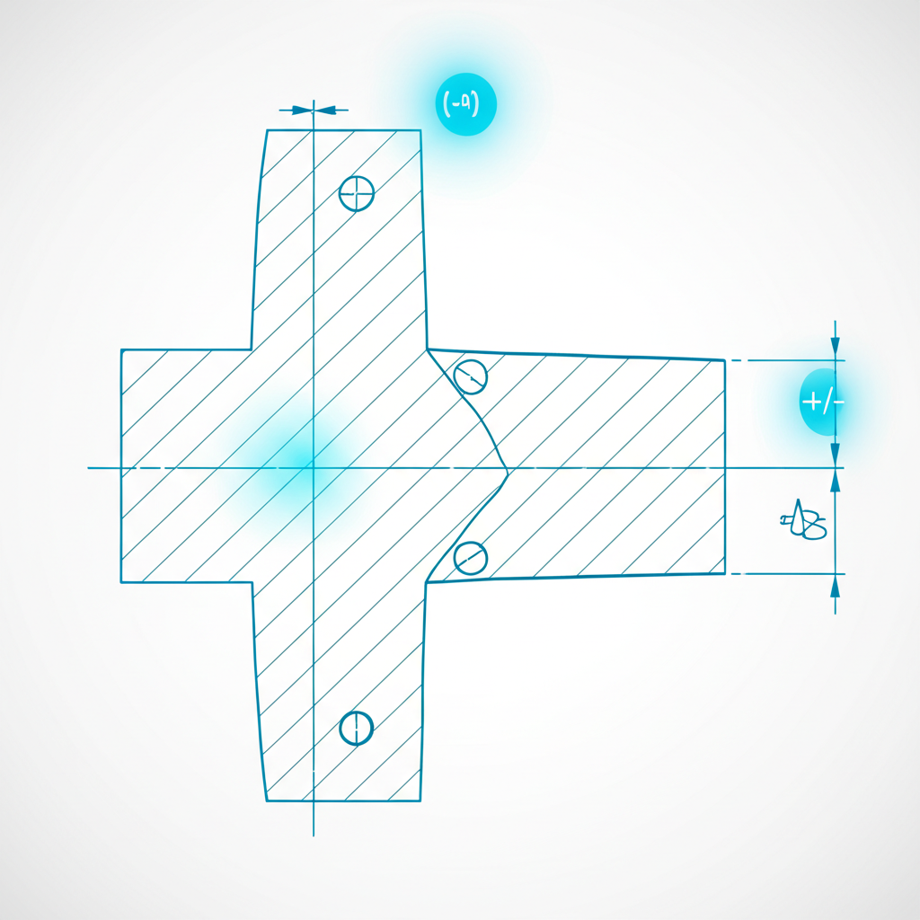 diagram showing different types of machining tolerances on an engineering drawing