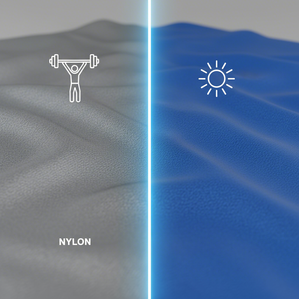 conceptual art comparing the textures and properties of nylon and polyester fabrics