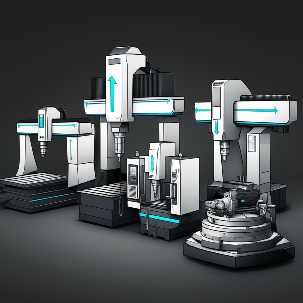 infographic diagram of large cnc machine types for industrial manufacturing
