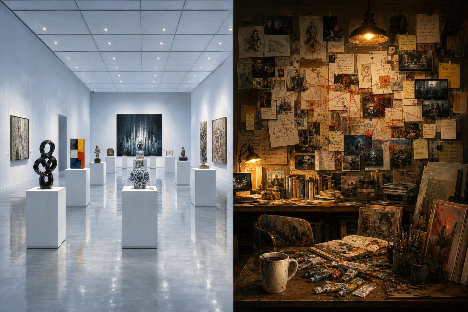 platform galleries prioritize variety while independent portfolios build intentional creative connections