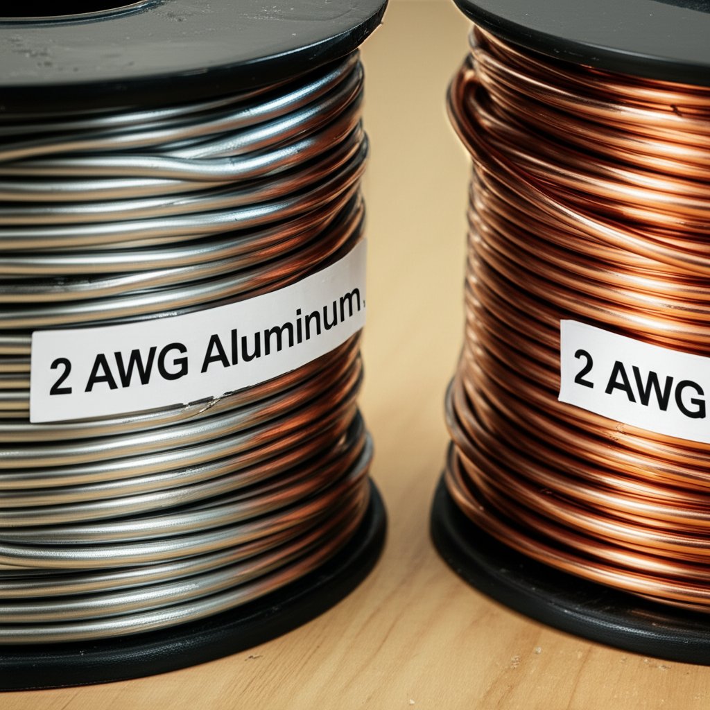 2 awg aluminum and copper wires compared side by side for material selection