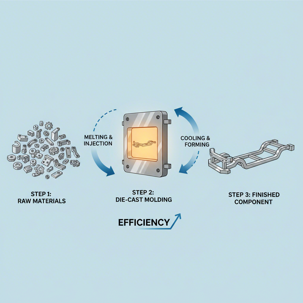 diagram illustrating the simplification of car parts through integrated die casting automation