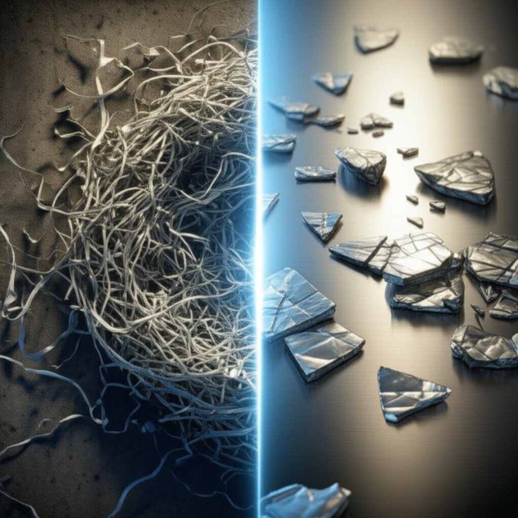 a visual comparison of poor versus proper chip control in aluminum machining