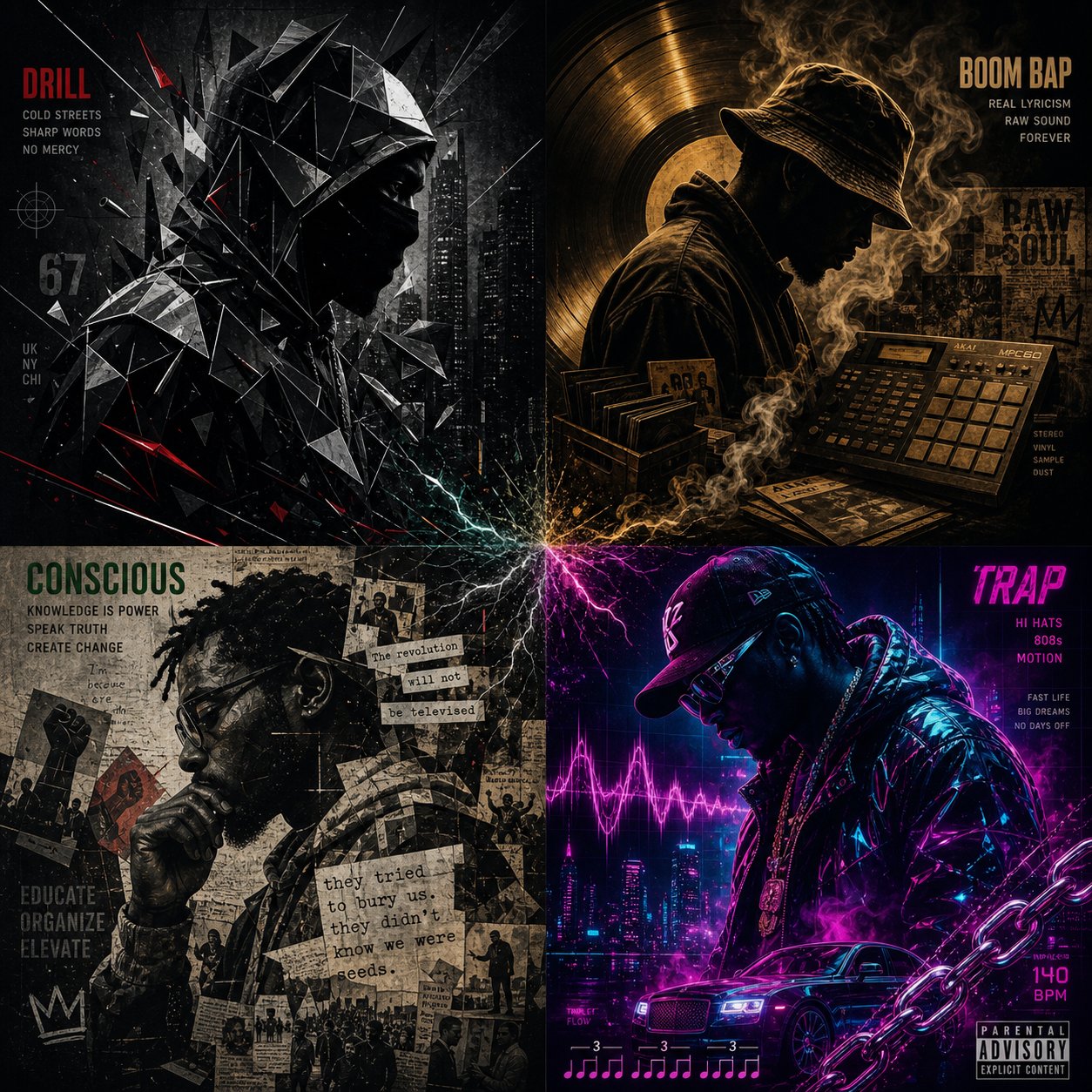 major rap subgenres each carry distinct lyrical traits that challenge ai in different ways